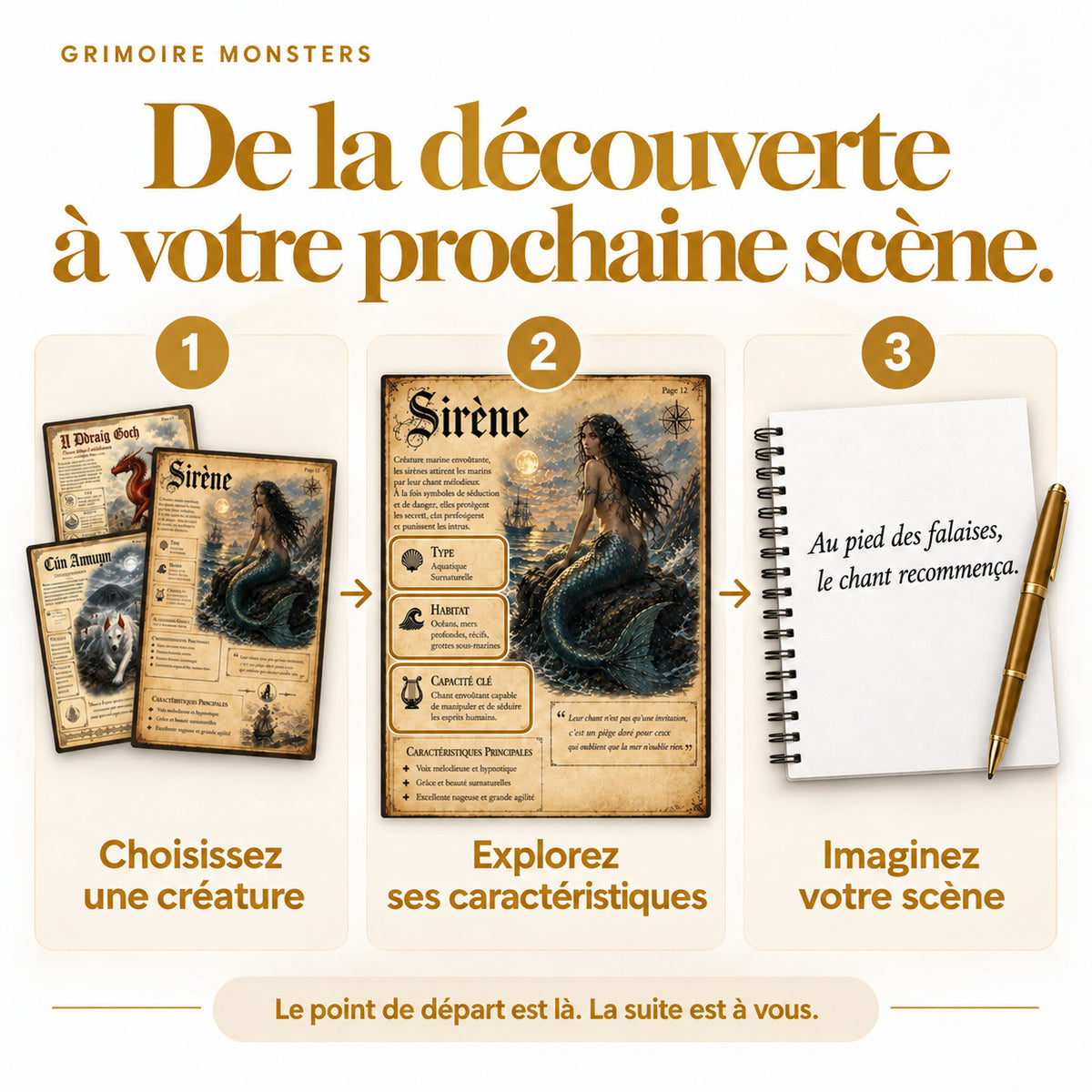 Choisissez une créature, explorez ses caractéristiques, imaginez votre scène